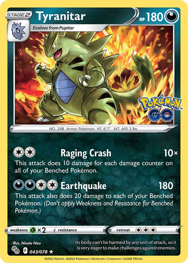 Tyranitar 043/88 — Pokémon GO (English Pokémon TCG card)