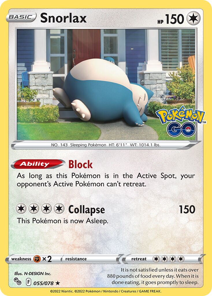 Snorlax 055/88 — Pokémon GO (English Pokémon TCG card)