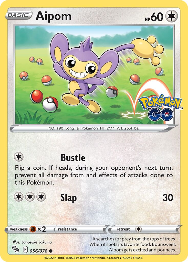 Aipom 056/88 — Pokémon GO (English Pokémon TCG card)