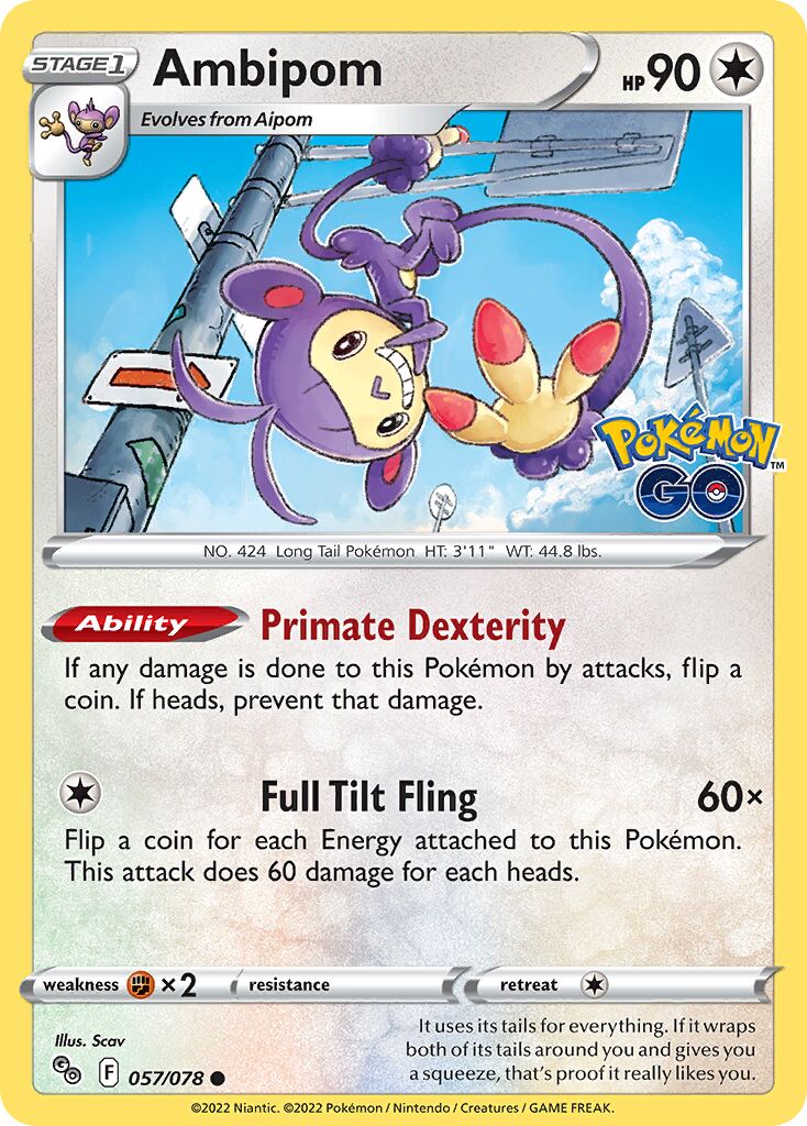 Ambipom 057/88 — Pokémon GO (English Pokémon TCG card)