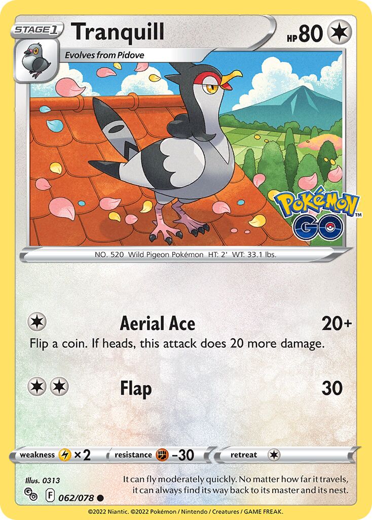 Tranquill 062/88 — Pokémon GO (English Pokémon TCG card)