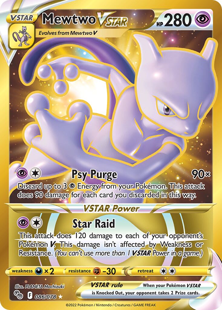 Mewtwo VSTAR 086/88 — Pokémon GO (English Pokémon TCG card)