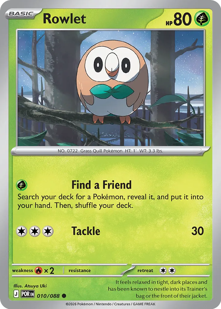 Rowlet 010/124 — Perfect Order (English Pokémon TCG card)