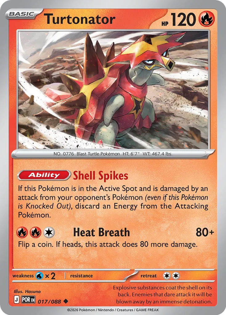 Turtonator 017/124 — Perfect Order (English Pokémon TCG card)