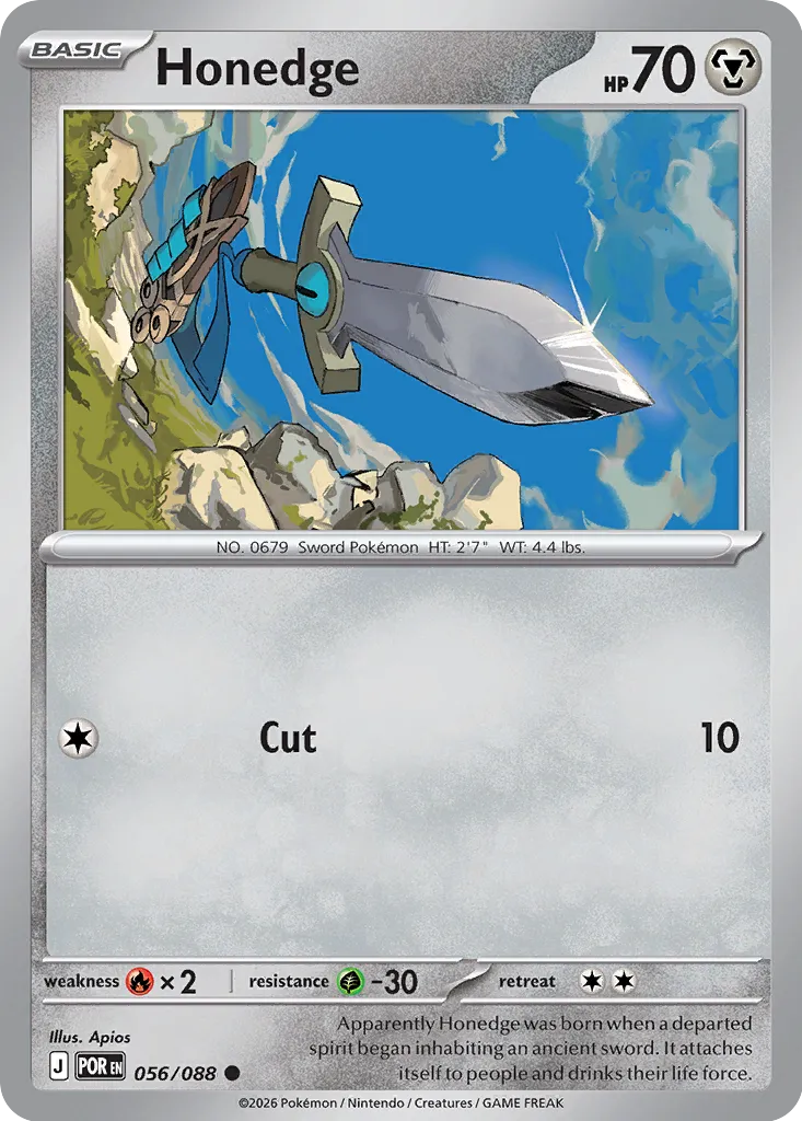 Honedge 056/124 — Perfect Order (English Pokémon TCG card)