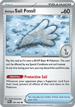 Antique Sail Fossil 069/088 — Perfect Order (English Pokémon TCG card)