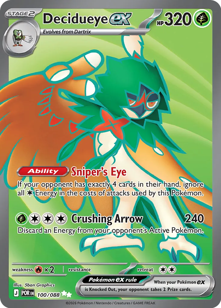 Decidueye ex 100/124 — Perfect Order (English Pokémon TCG card)