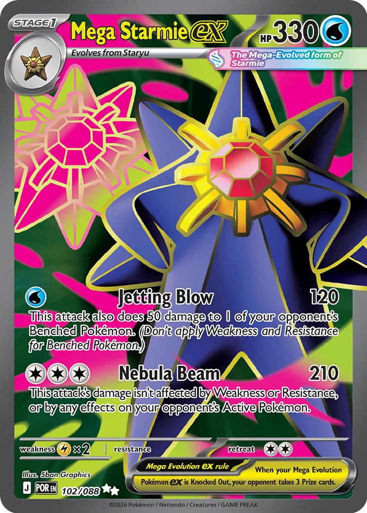 Mega Starmie ex 102/124 — Perfect Order (English Pokémon TCG card)