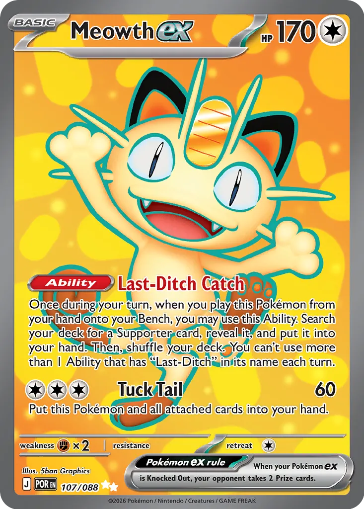 Meowth ex 107/124 — Perfect Order (English Pokémon TCG card)