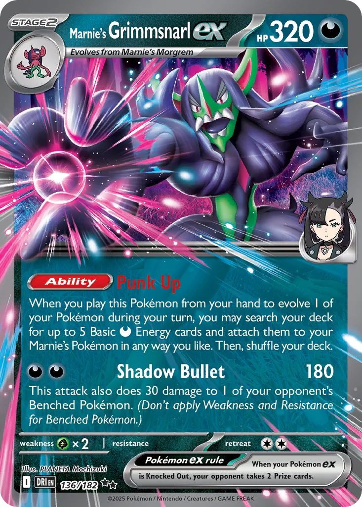Marnie's Grimmsnarl ex 136 — Play! Pokemon Prize Pack Series Nine (English Pokémon TCG card)