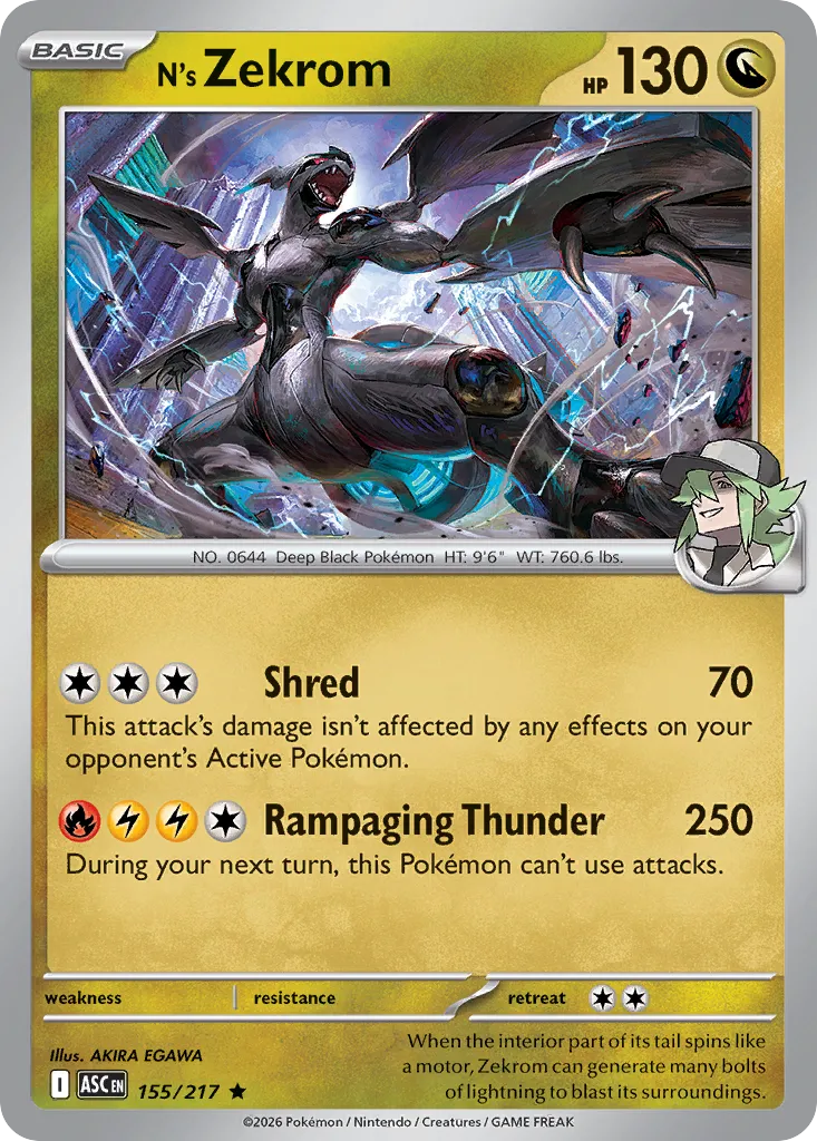 N's Zekrom 155 — Play! Pokemon Prize Pack Series Nine (English Pokémon TCG card)