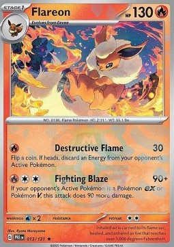 Flareon 013 — Prismatic Evolutions: Additionals Singles (English Pokémon TCG card)
