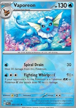 Vaporeon 022 — Prismatic Evolutions: Additionals Singles (English Pokémon TCG card)