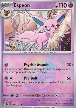 Espeon 033 — Prismatic Evolutions: Additionals Singles (English Pokémon TCG card)