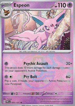 Espeon 033 — Prismatic Evolutions: Additionals Singles (English Pokémon TCG card)