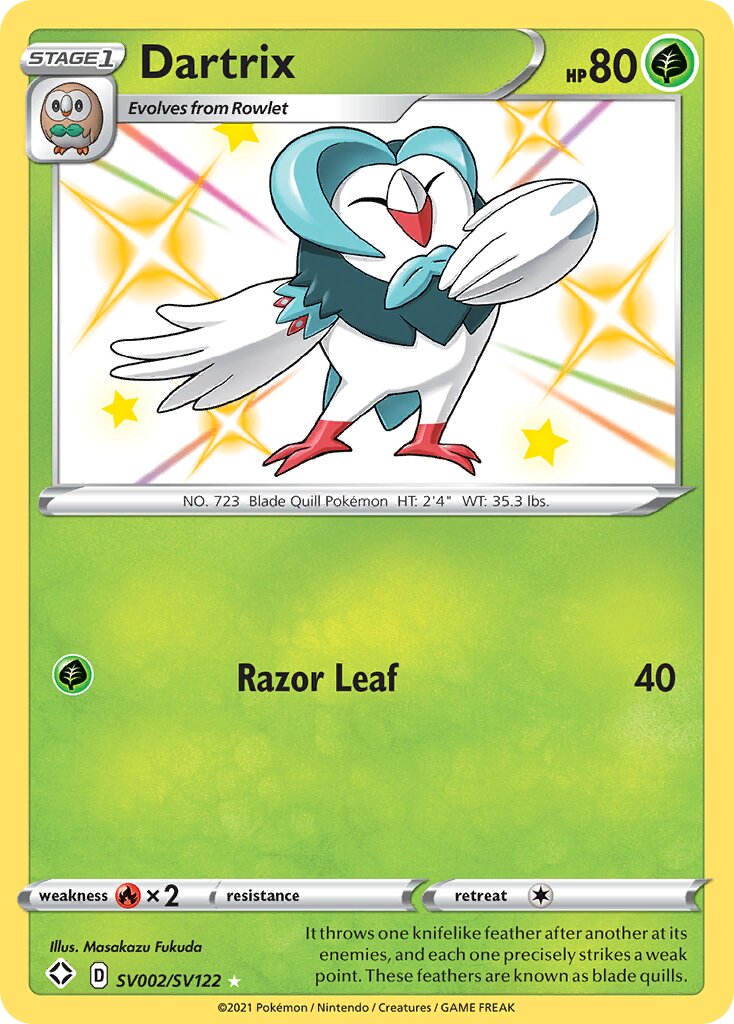 Dartrix 002 — Shining Fates (Shiny Vault) (English Pokémon TCG card)