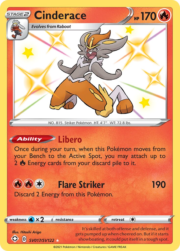Cinderace 017 — Shining Fates (Shiny Vault) (English Pokémon TCG card)