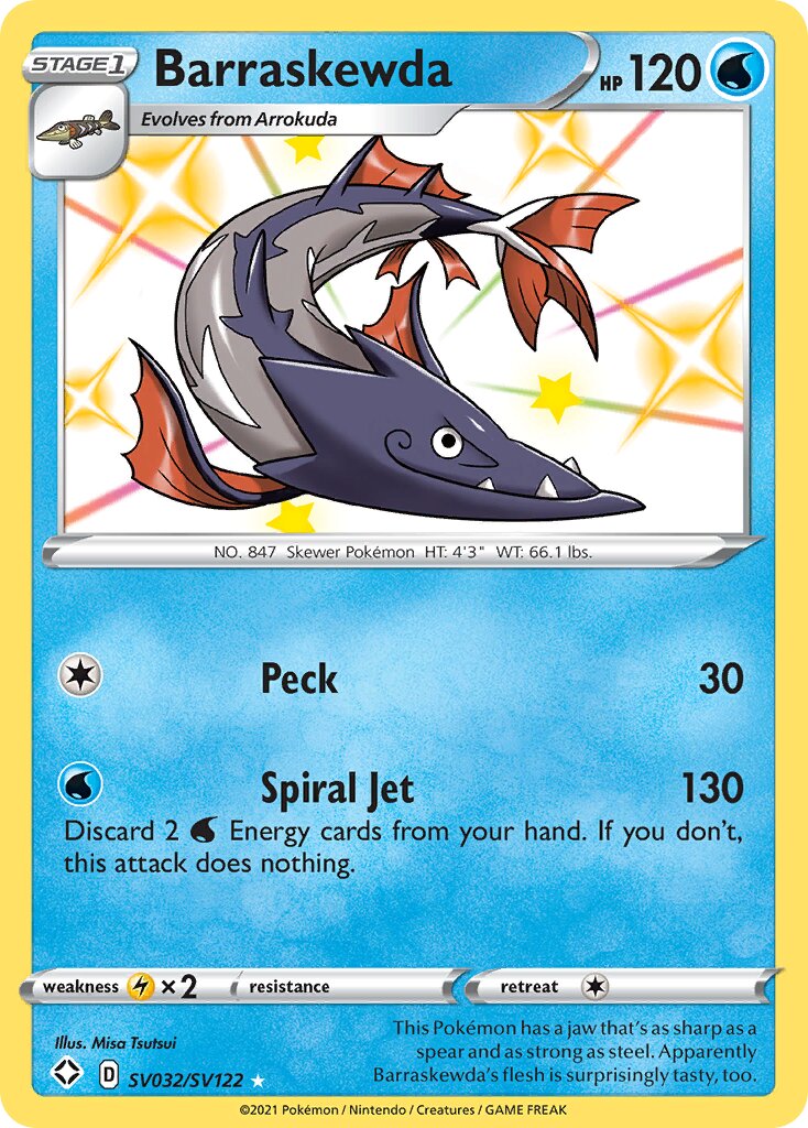 Barraskewda 032 — Shining Fates (Shiny Vault) (English Pokémon TCG card)