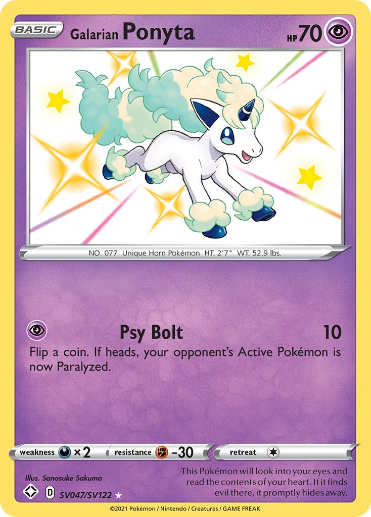 Galarian Ponyta 047 — Shining Fates (Shiny Vault) (English Pokémon TCG card)