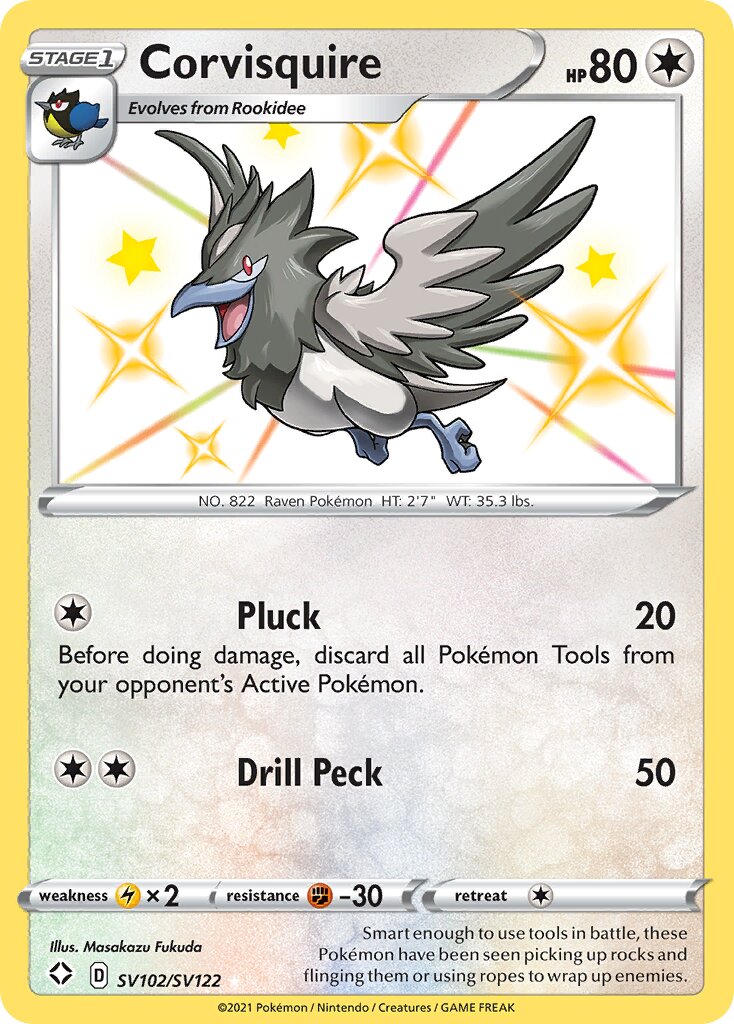 Corvisquire 102 — Shining Fates (Shiny Vault) (English Pokémon TCG card)
