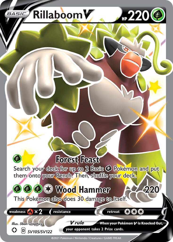 Rillaboom V 105 — Shining Fates (Shiny Vault) (English Pokémon TCG card)