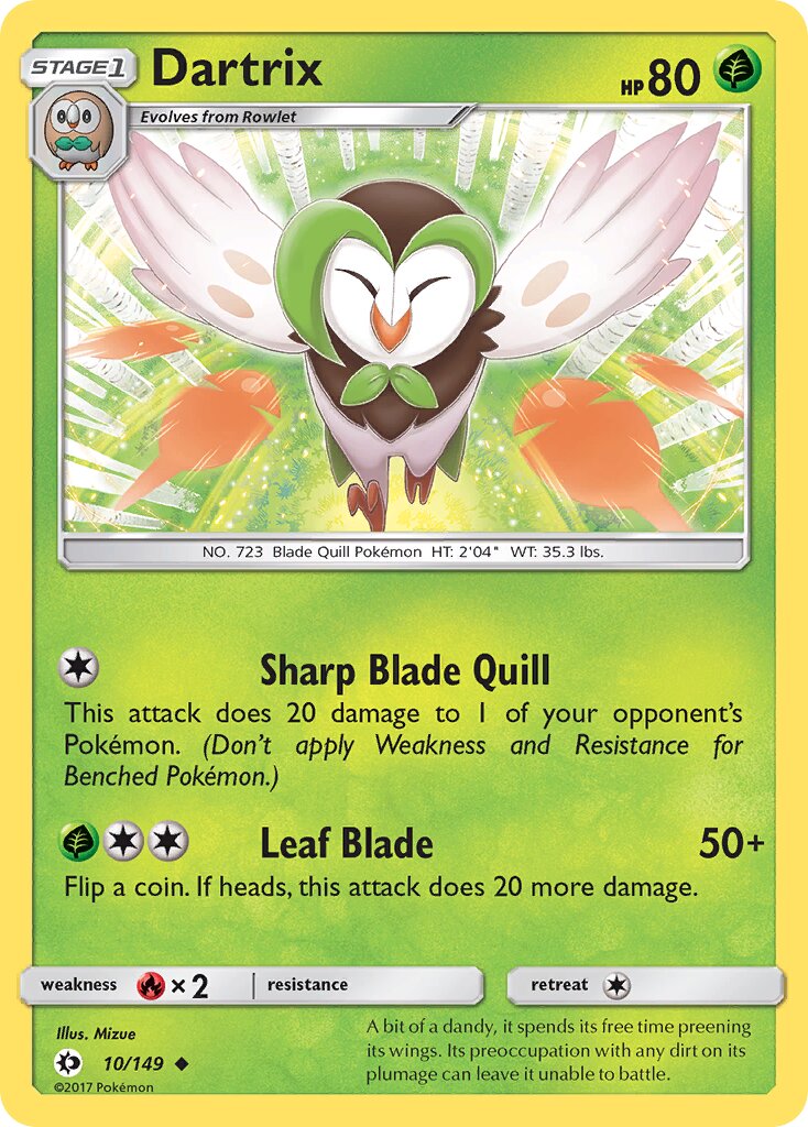 Dartrix 010/172 — Sun & Moon (English Pokémon TCG card)