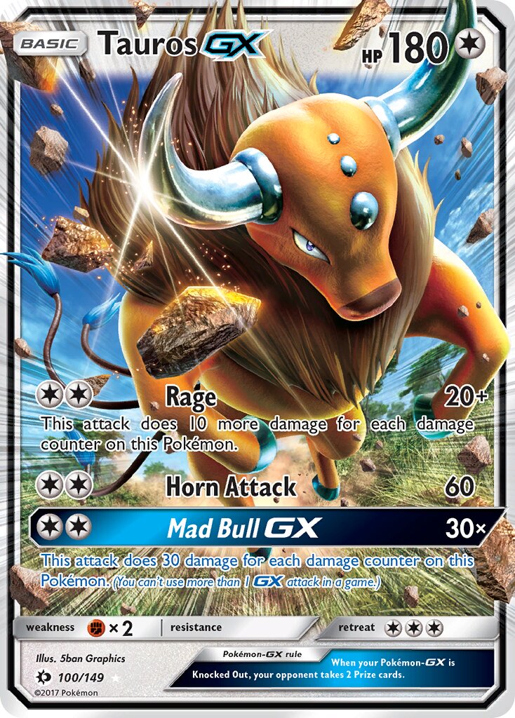Tauros-GX 100/172 — Sun & Moon (English Pokémon TCG card)