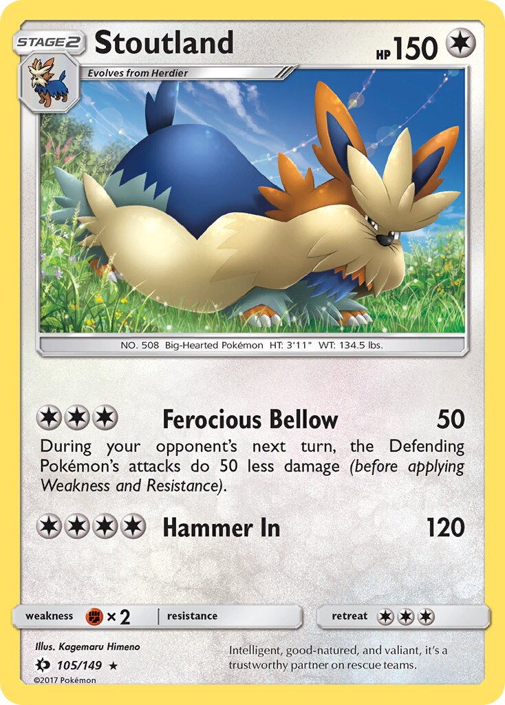 Stoutland 105/172 — Sun & Moon (English Pokémon TCG card)