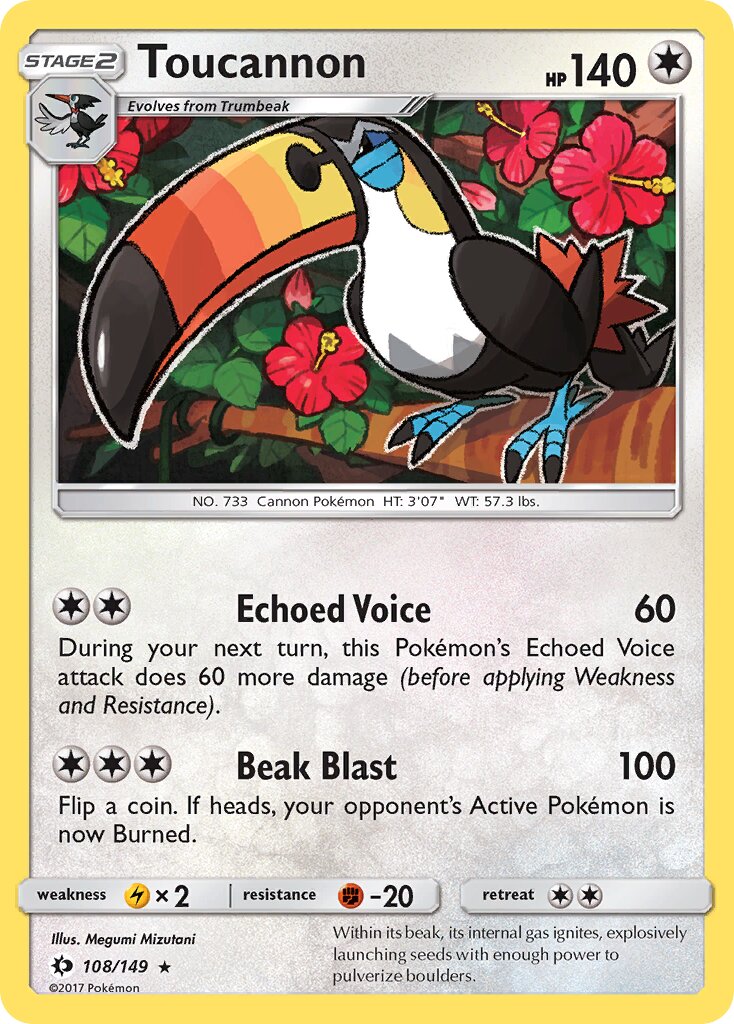 Toucannon 108/172 — Sun & Moon (English Pokémon TCG card)