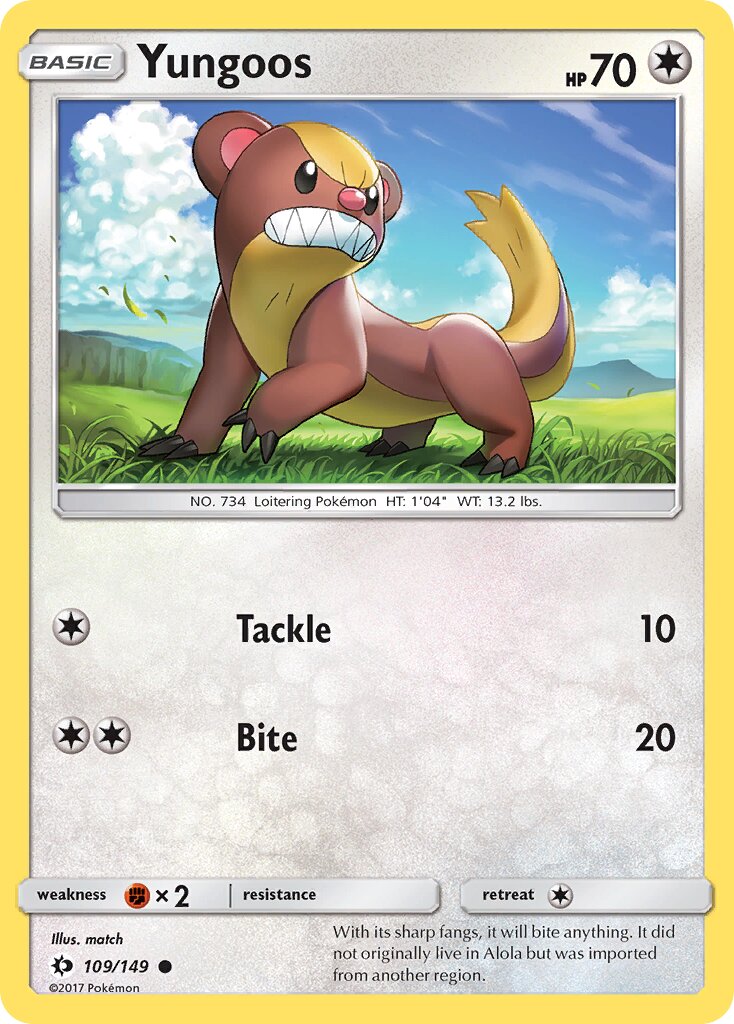 Yungoos 109/172 — Sun & Moon (English Pokémon TCG card)