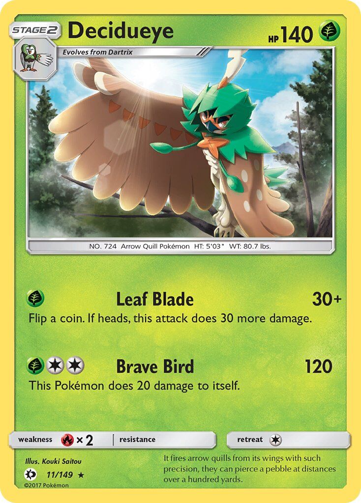 Decidueye 011/172 — Sun & Moon (English Pokémon TCG card)
