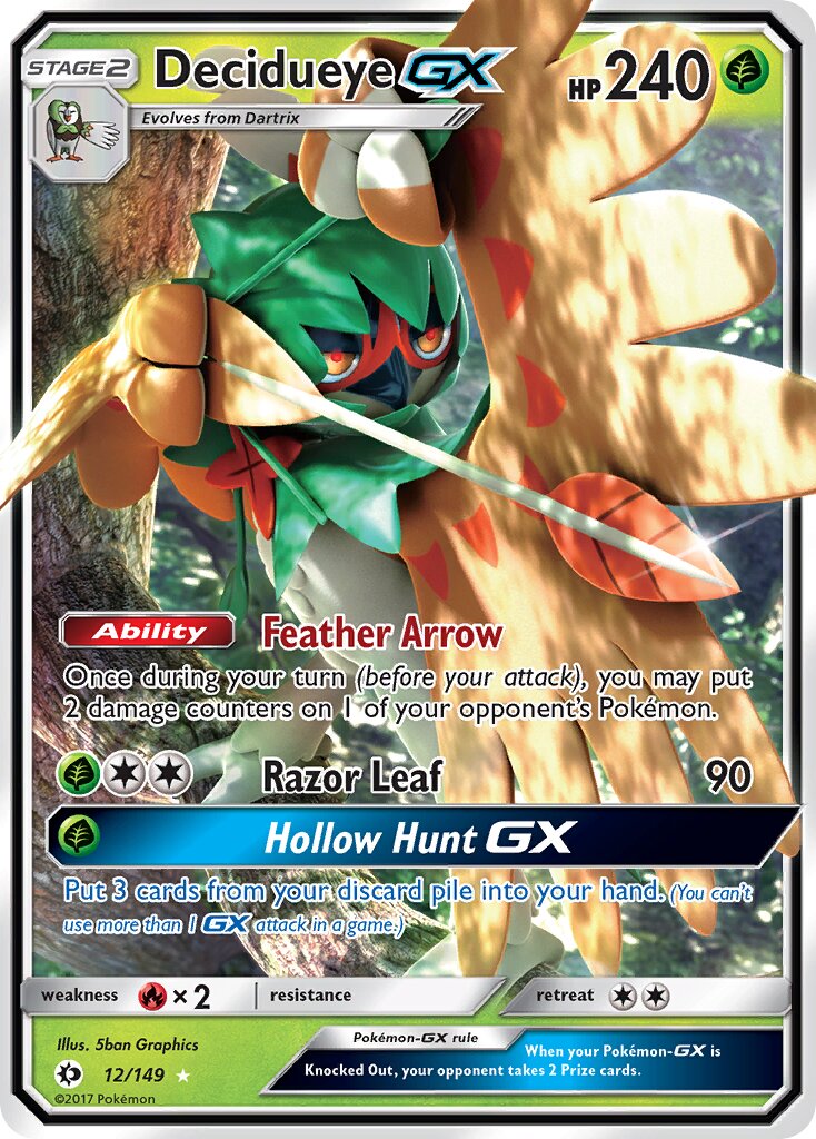 Decidueye-GX 012/172 — Sun & Moon (English Pokémon TCG card)