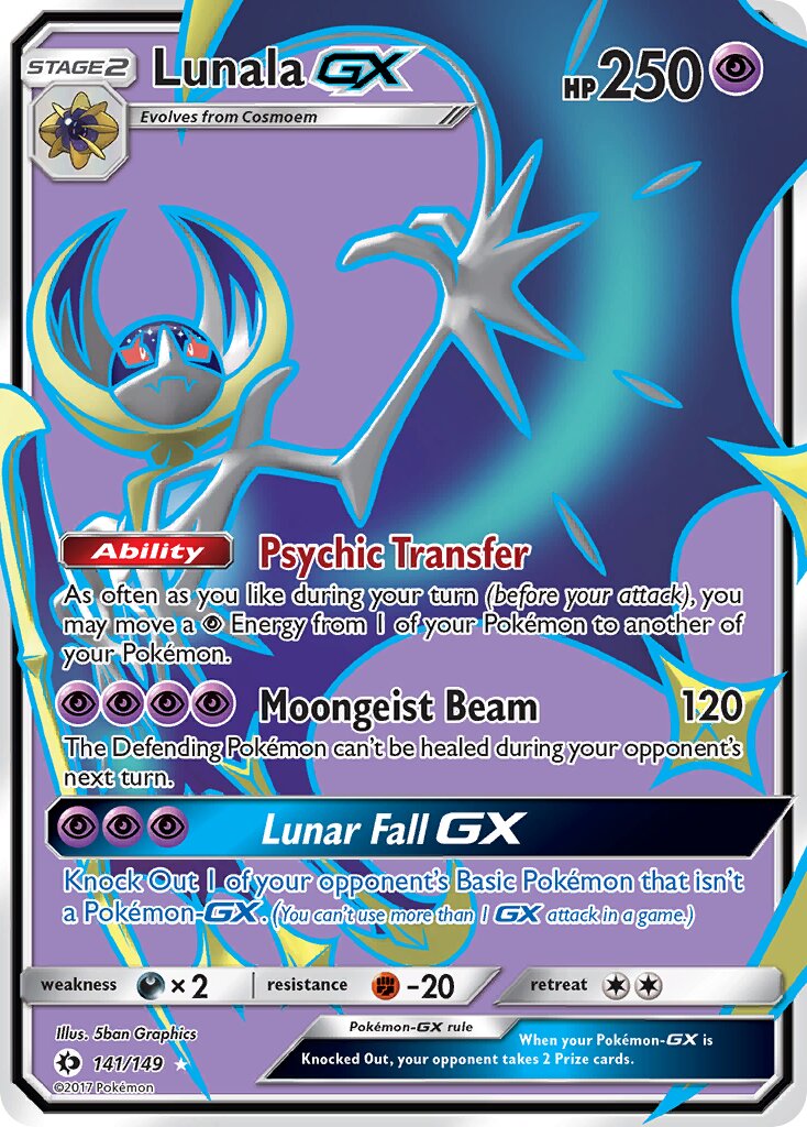 Lunala-GX 141/172 — Sun & Moon (English Pokémon TCG card)