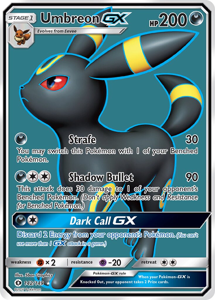 Umbreon-GX 142/172 — Sun & Moon (English Pokémon TCG card)
