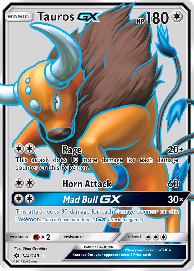 Tauros-GX 144/172 — Sun & Moon (English Pokémon TCG card)