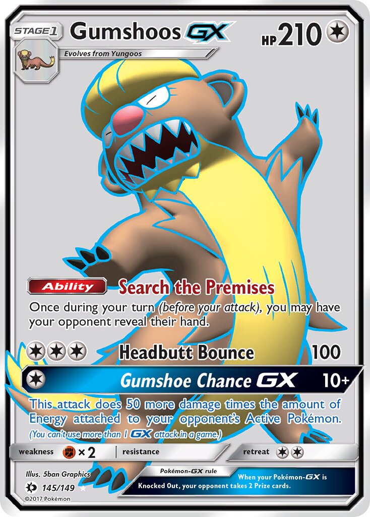 Gumshoos-GX 145/172 — Sun & Moon (English Pokémon TCG card)