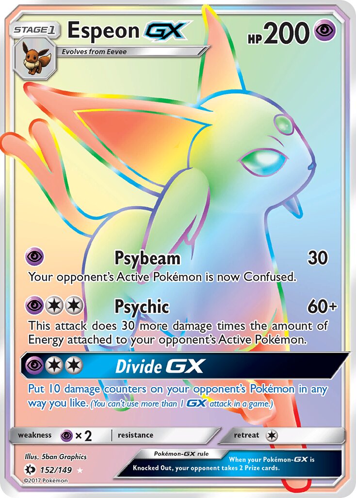 Espeon-GX 152/172 — Sun & Moon (English Pokémon TCG card)
