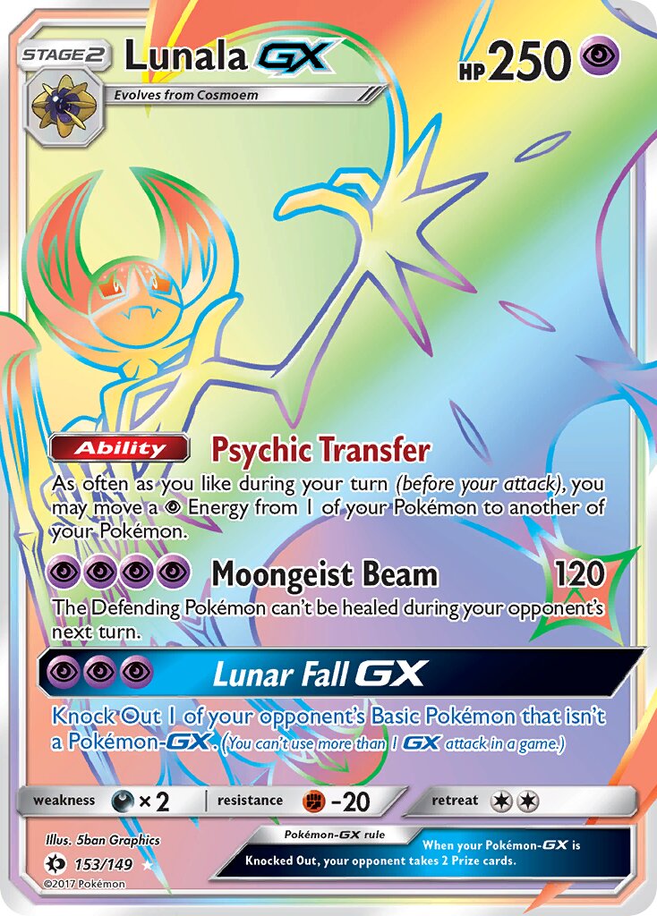 Lunala-GX 153/172 — Sun & Moon (English Pokémon TCG card)