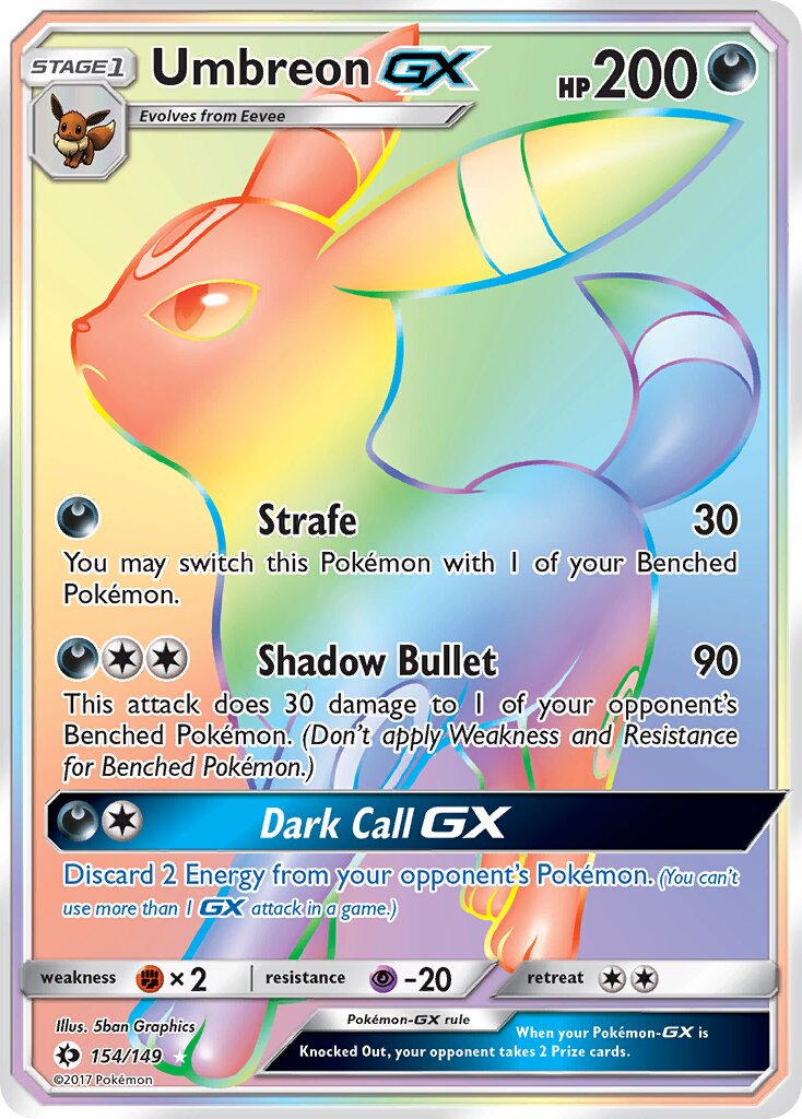 Umbreon-GX 154/172 — Sun & Moon (English Pokémon TCG card)