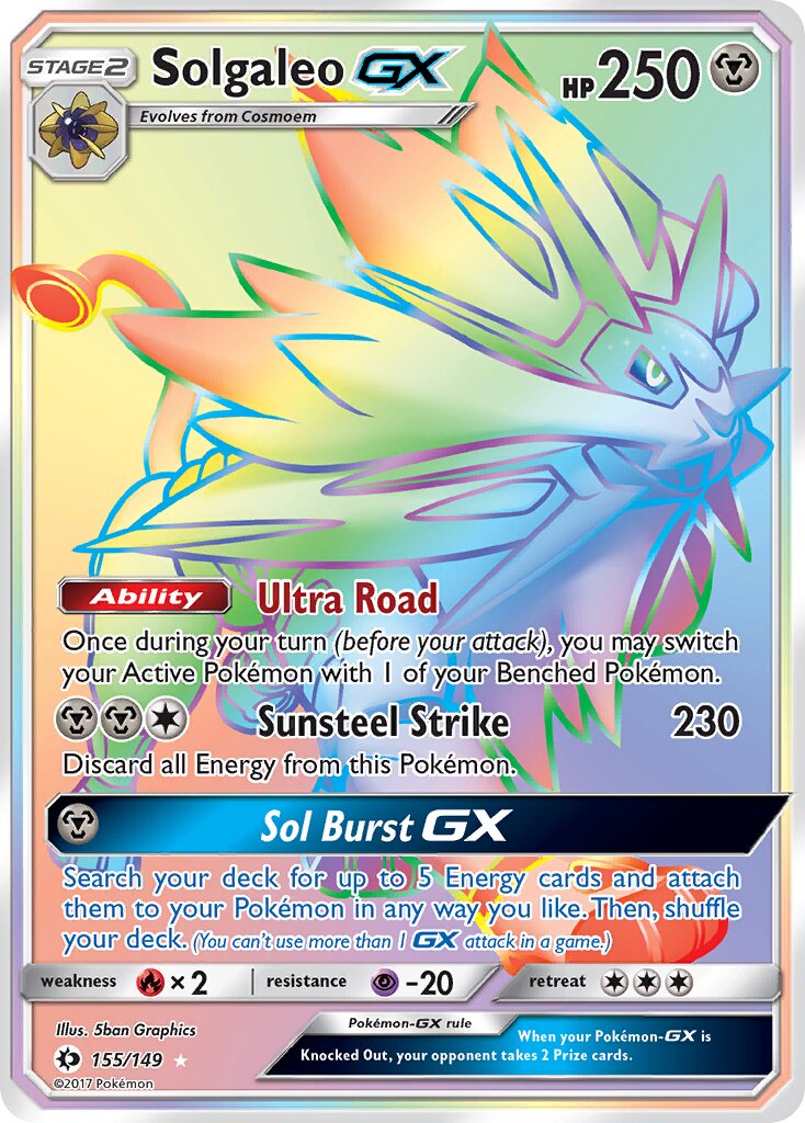 Solgaleo-GX 155/172 — Sun & Moon (English Pokémon TCG card)