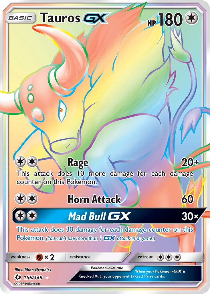 Tauros-GX 156/172 — Sun & Moon (English Pokémon TCG card)