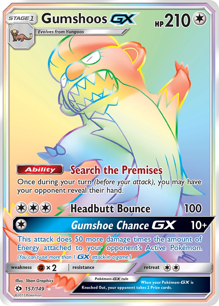 Gumshoos-GX 157/172 — Sun & Moon (English Pokémon TCG card)