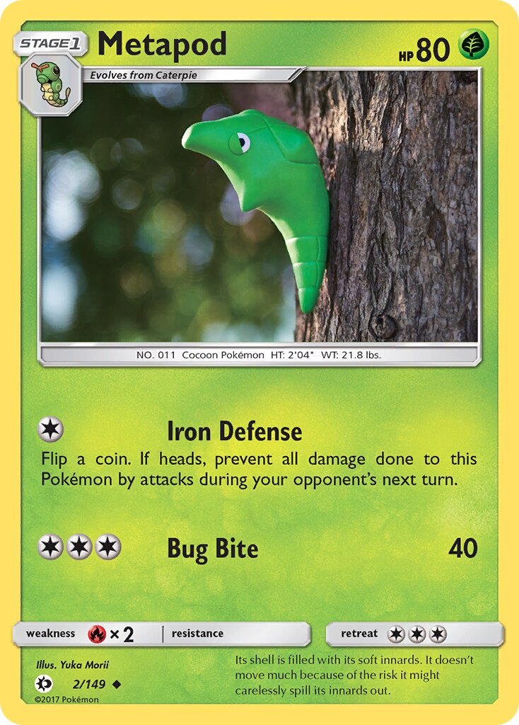 Metapod 002/172 — Sun & Moon (English Pokémon TCG card)