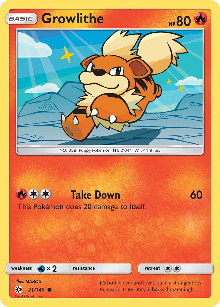Growlithe 021/172 — Sun & Moon (English Pokémon TCG card)