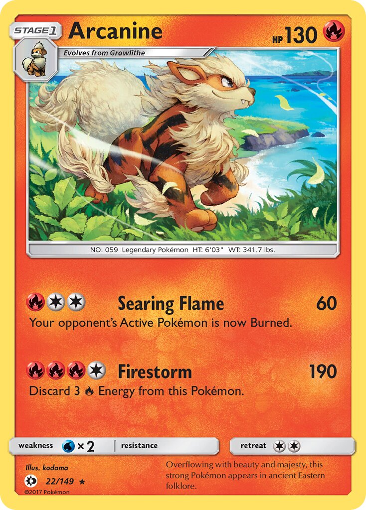 Arcanine 022/172 — Sun & Moon (English Pokémon TCG card)