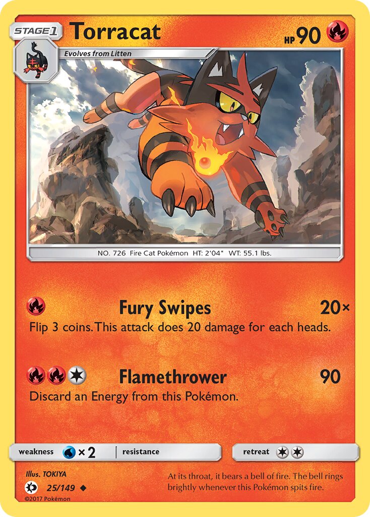 Torracat 025/172 — Sun & Moon (English Pokémon TCG card)