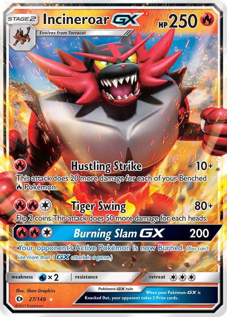Incineroar-GX 027/172 — Sun & Moon (English Pokémon TCG card)