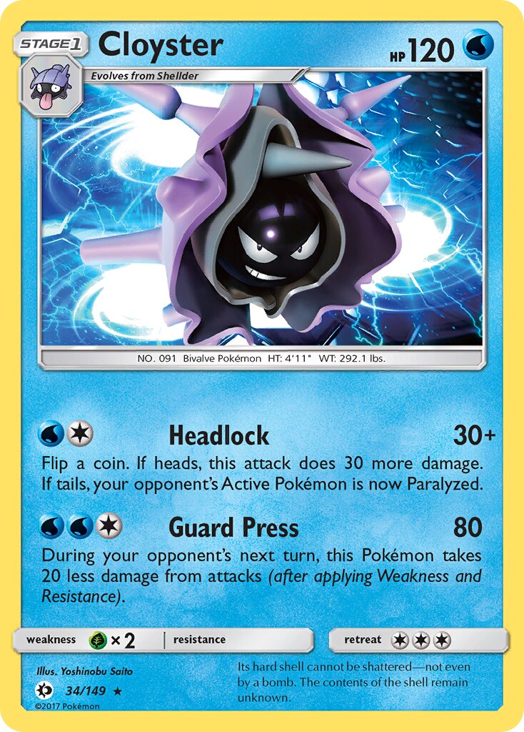 Cloyster 034/172 — Sun & Moon (English Pokémon TCG card)