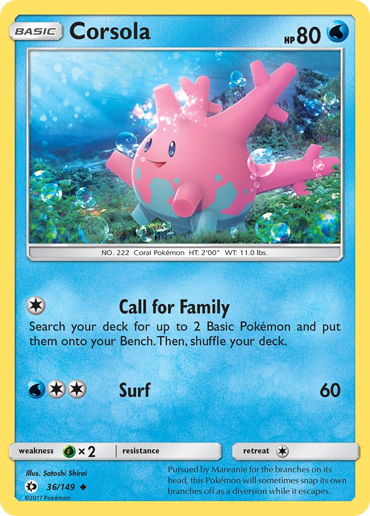 Corsola 036/172 — Sun & Moon (English Pokémon TCG card)