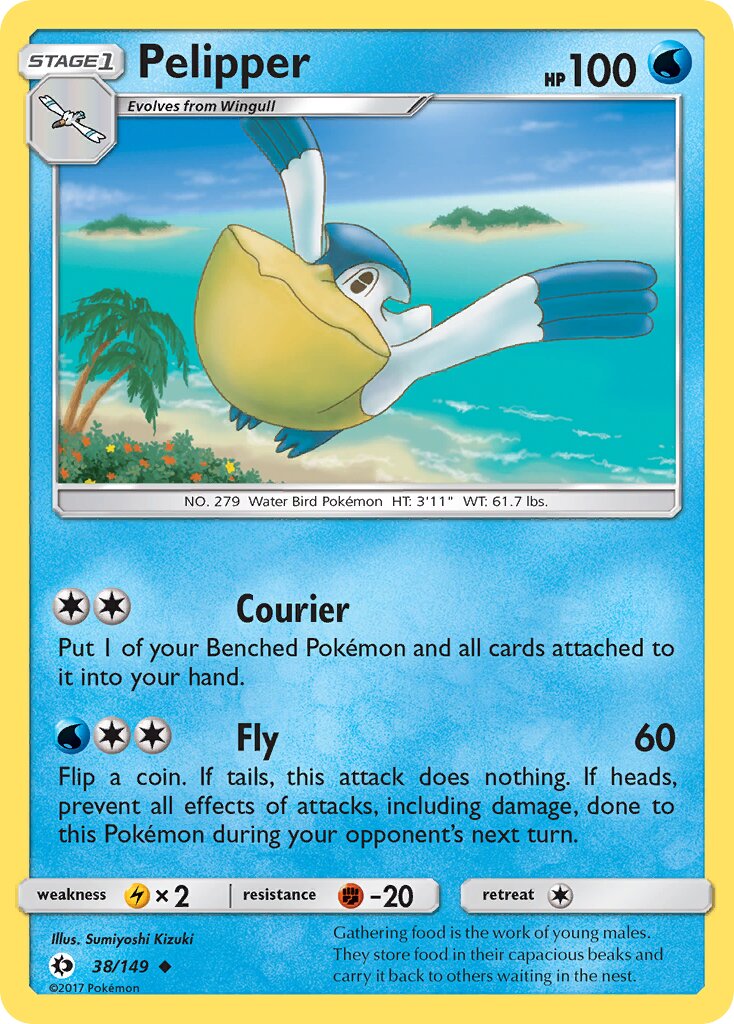 Pelipper 038/172 — Sun & Moon (English Pokémon TCG card)